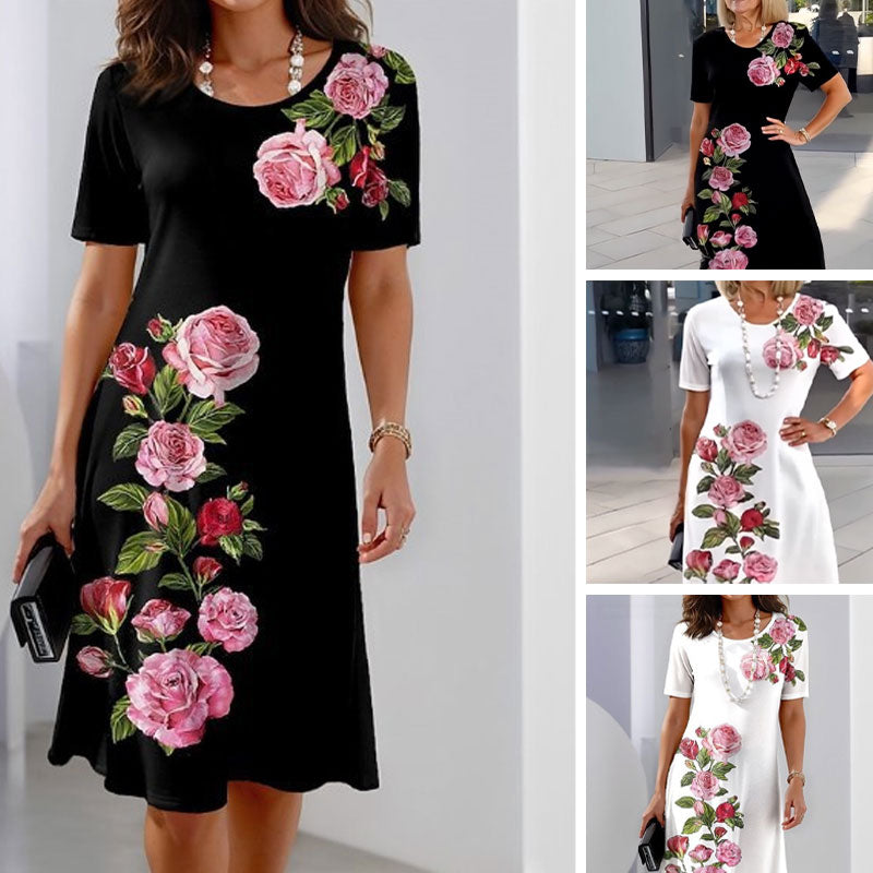 Anavie | Midi-jurk met bloemenprint voor dames – Klassieke jurk met print op halflange lengte
