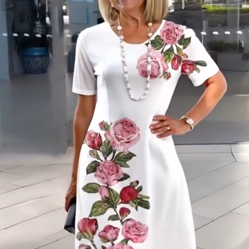 Anavie | Midi-jurk met bloemenprint voor dames – Klassieke jurk met print op halflange lengte
