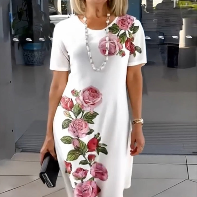 Anavie | Midi-jurk met bloemenprint voor dames – Klassieke jurk met print op halflange lengte
