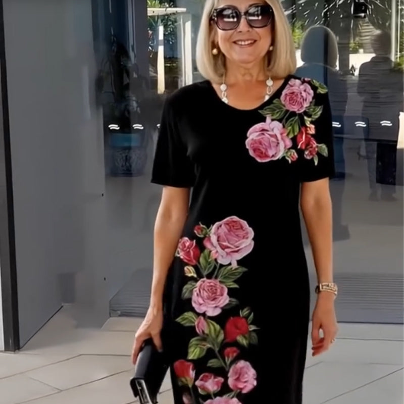 Anavie | Midi-jurk met bloemenprint voor dames – Klassieke jurk met print op halflange lengte