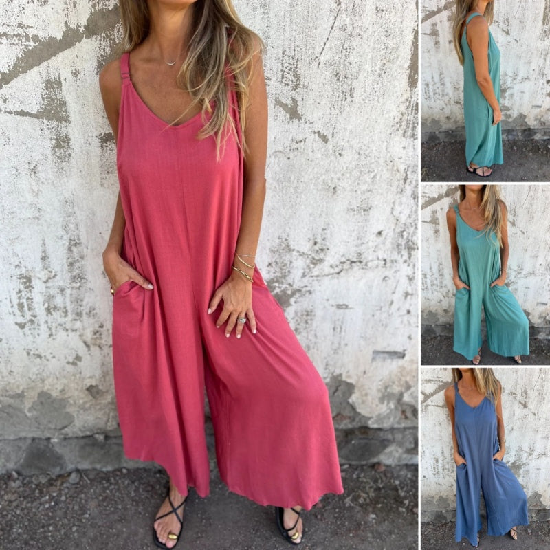 Aurea | Mouwloze Wide-Leg Jumpsuit voor Dames – Losse Pasvorm, Lichtgewicht en Ademend