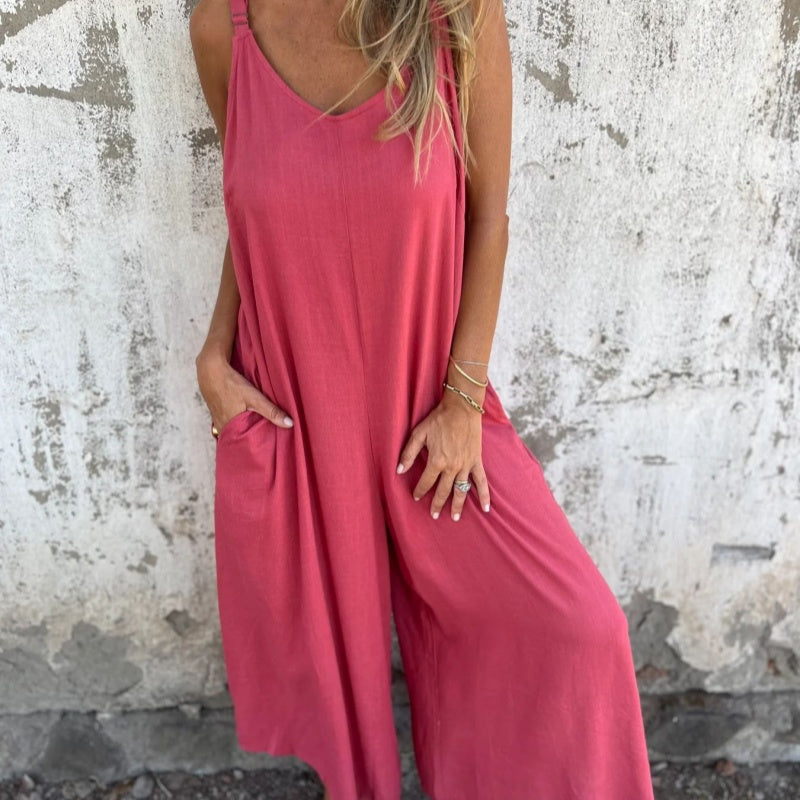 Aurea | Mouwloze Wide-Leg Jumpsuit voor Dames – Losse Pasvorm, Lichtgewicht en Ademend