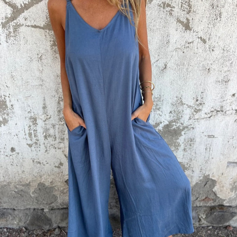 Aurea | Mouwloze Wide-Leg Jumpsuit voor Dames – Losse Pasvorm, Lichtgewicht en Ademend