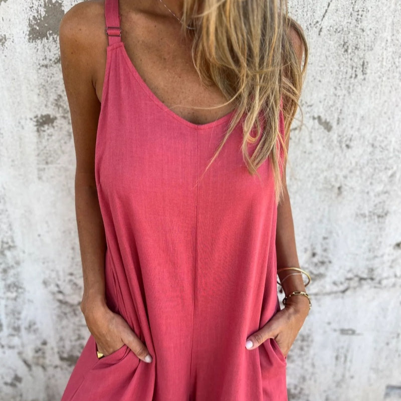 Aurea | Mouwloze Wide-Leg Jumpsuit voor Dames – Losse Pasvorm, Lichtgewicht en Ademend
