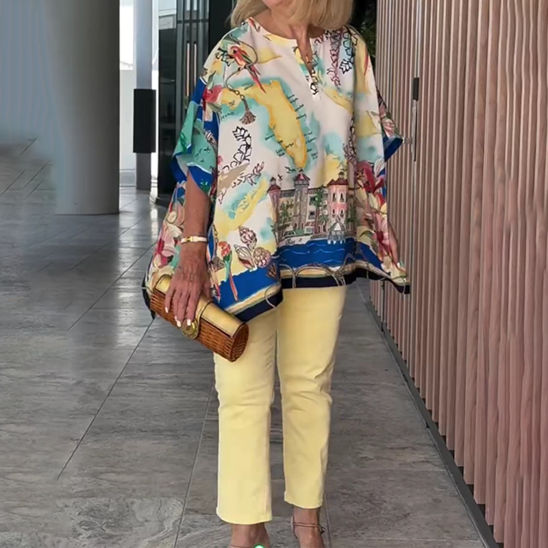 Elyssia | Tuniekblouse met abstracte print en losse pasvorm