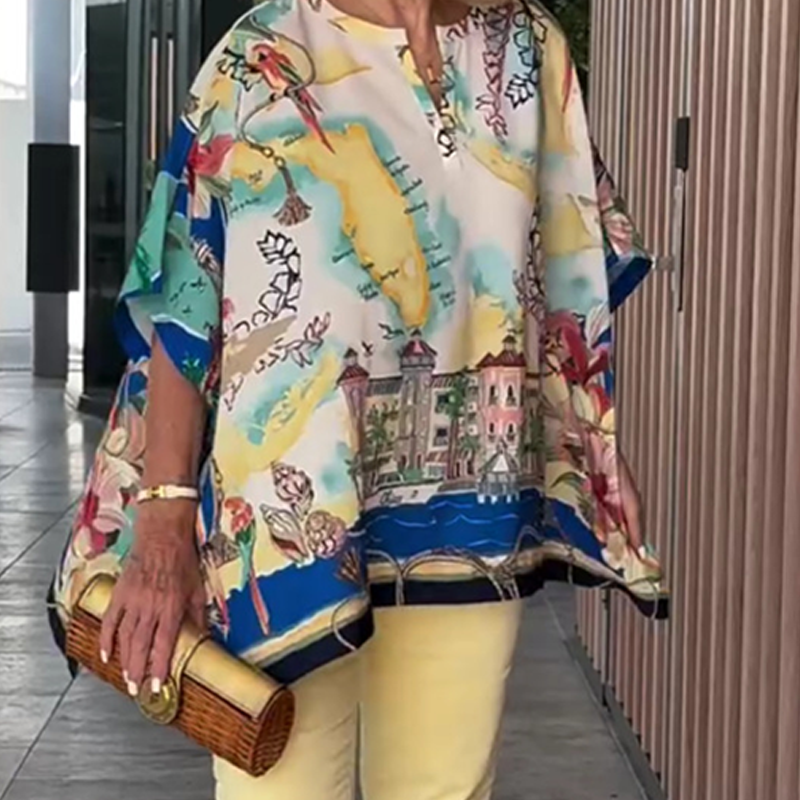 Elyssia | Tuniekblouse met abstracte print en losse pasvorm