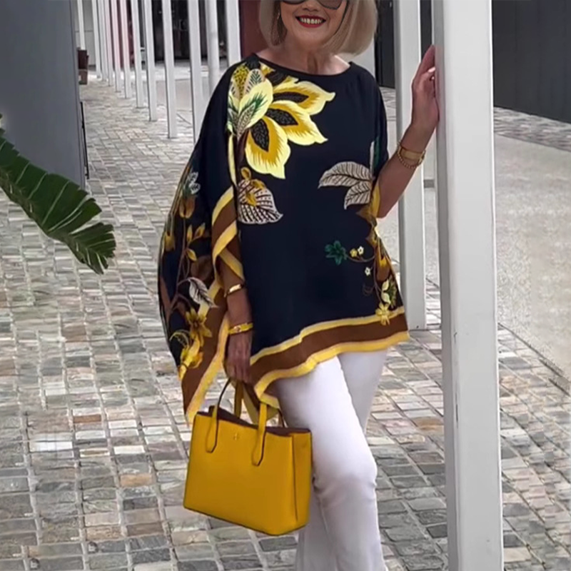 Elyssia | Tuniekblouse met abstracte print en losse pasvorm