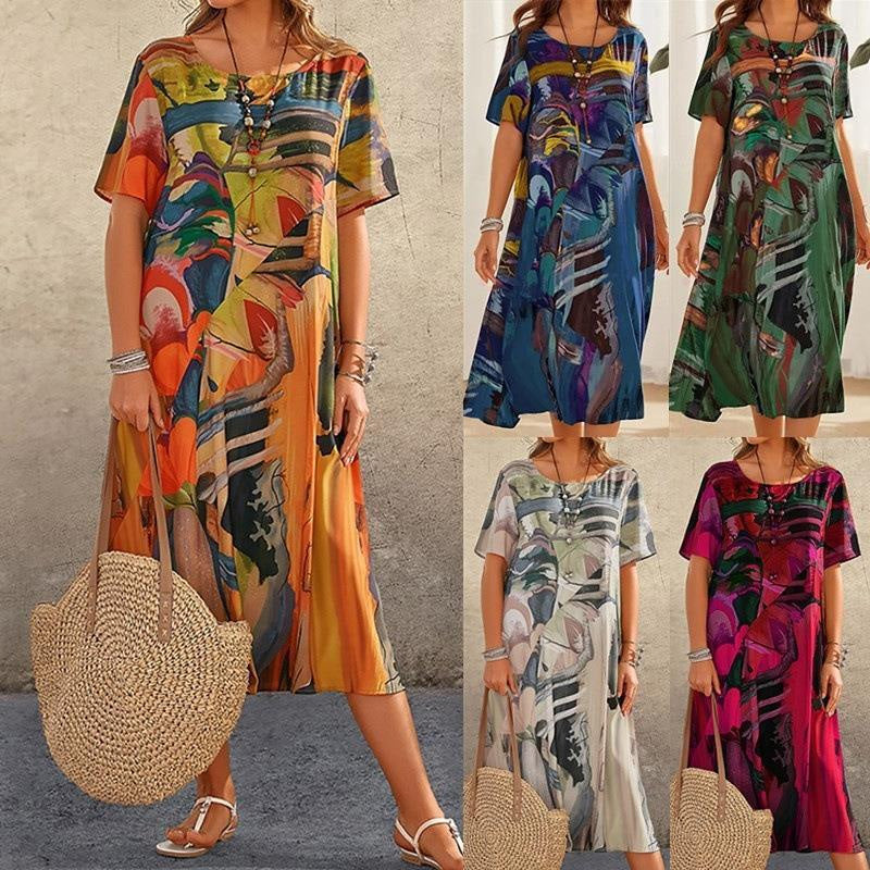 Bely | Tropische strandjurk voor dames – Luchtige maxi-jurk met levendige print voor de zomer