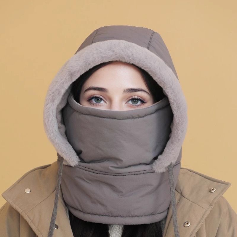 Katrien | Thermomütze mit Plüschfutter und Gesichtsmaske für Damen und Herren