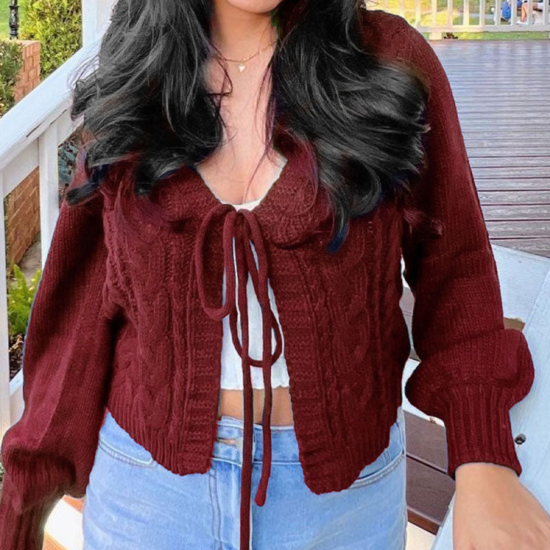 Eilika | Dames gebreid vest met open voorkant en trekkoord – Casual sweaterjas