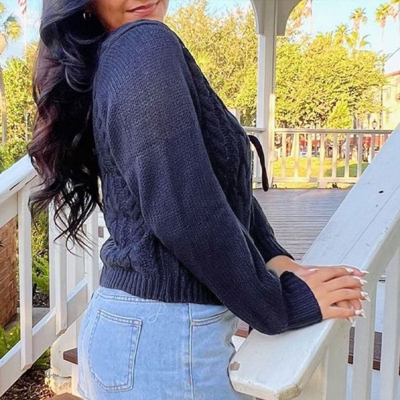 Eilika | Dames gebreid vest met open voorkant en trekkoord – Casual sweaterjas