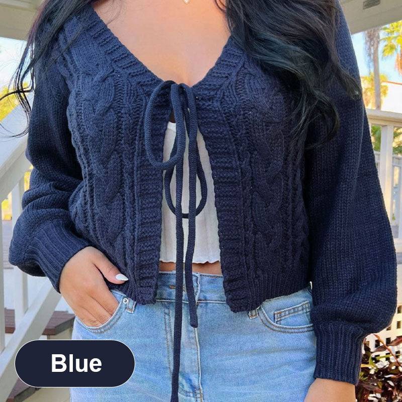 Eilika | Dames gebreid vest met open voorkant en trekkoord – Casual sweaterjas