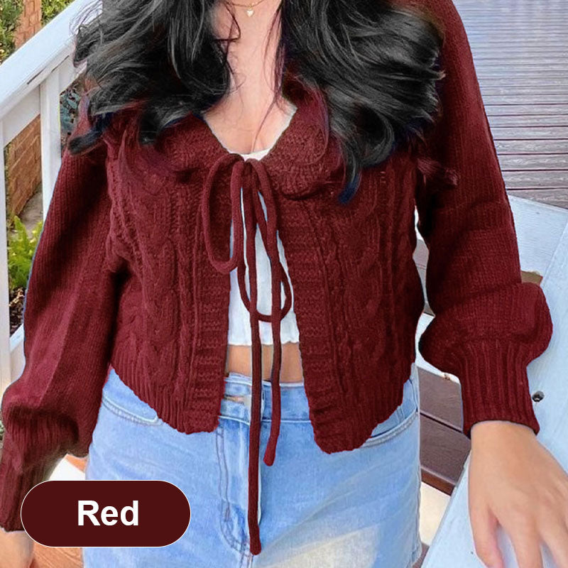 Eilika | Dames gebreid vest met open voorkant en trekkoord – Casual sweaterjas