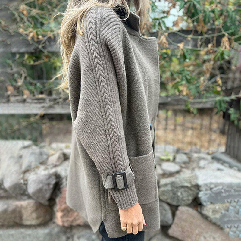 Nina | Schicker, zweireihiger, mittellanger Wollmischmantel für Damen