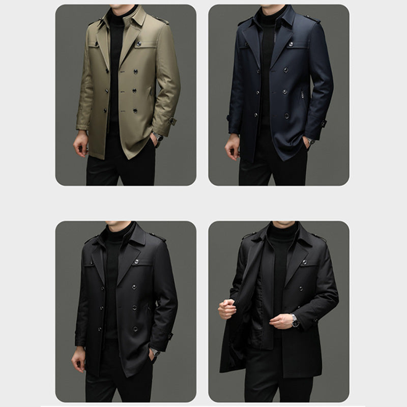 Kaerik | Klassieke herentrenchcoat van gemiddelde lengte met uitneembare voering – Herfst-/winterkleding