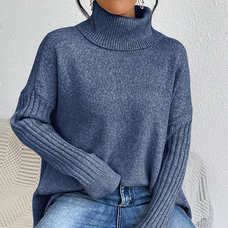 Josje | Pull col roulé uni pour femme – Pull en maille douce pour l'automne et l'hiver