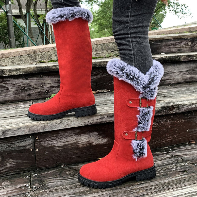 SnowLuxe | Dames snowboots tot halverwege de kuit met nepbont – waterdichte winterlaarzen