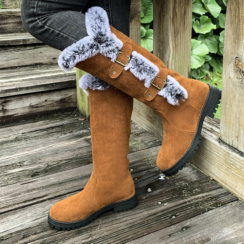 SnowLuxe | Dames snowboots tot halverwege de kuit met nepbont – waterdichte winterlaarzen