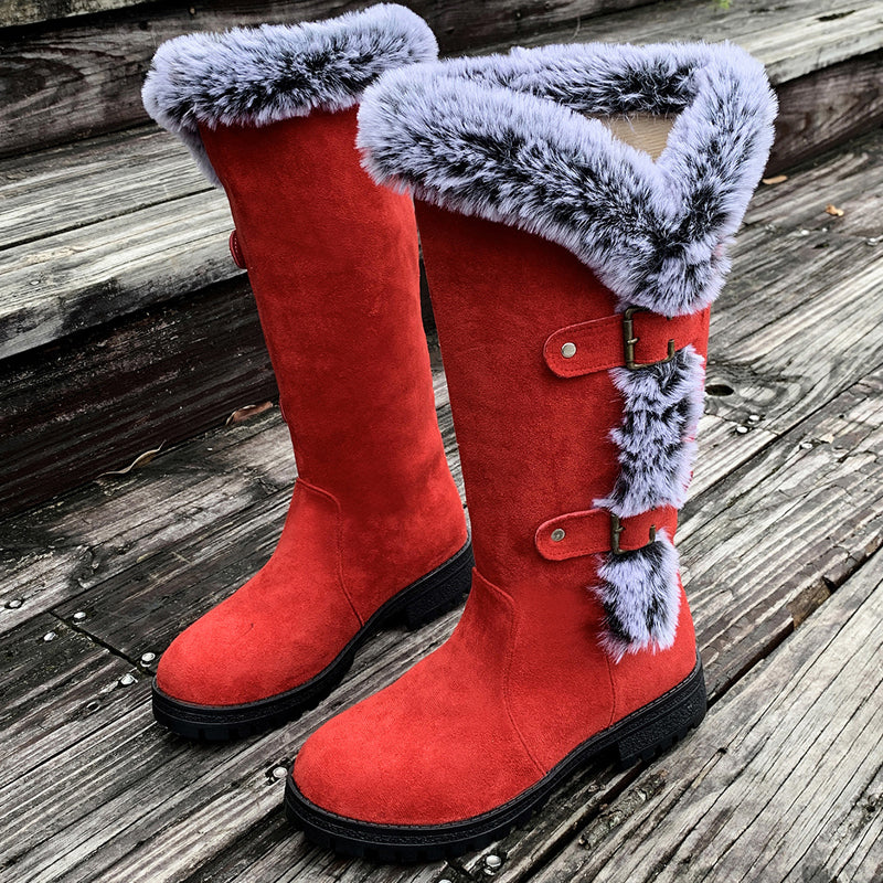 SnowLuxe | Dames snowboots tot halverwege de kuit met nepbont – waterdichte winterlaarzen