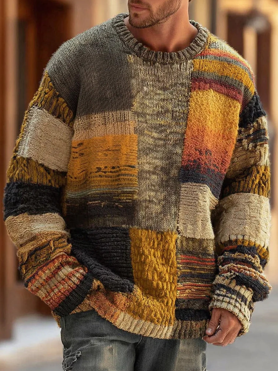 Othar | Moderne gebreide trui voor heren – abstract patroon, zachte en ademende pullover