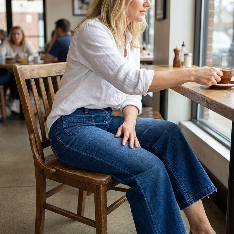 Kiva | Damesjeans met wijde pijpen – zachte, losse pasvorm, hoge taille