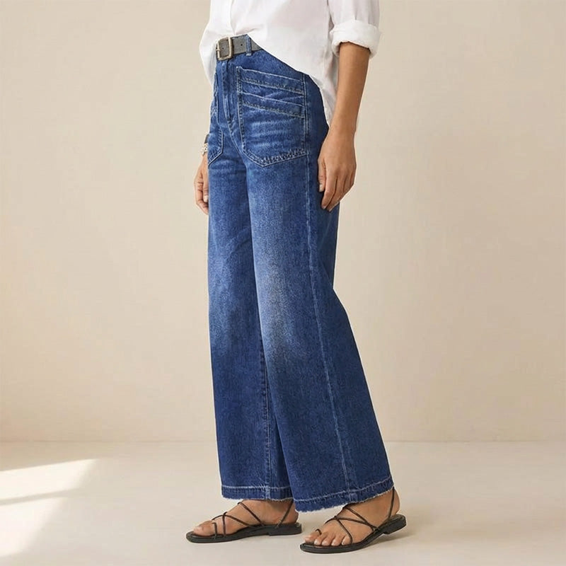 Kiva | Damesjeans met wijde pijpen – zachte, losse pasvorm, hoge taille