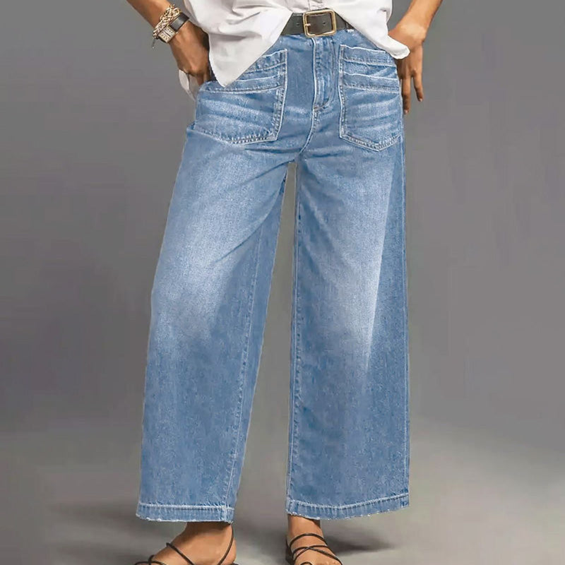 Kiva | Damesjeans met wijde pijpen – zachte, losse pasvorm, hoge taille