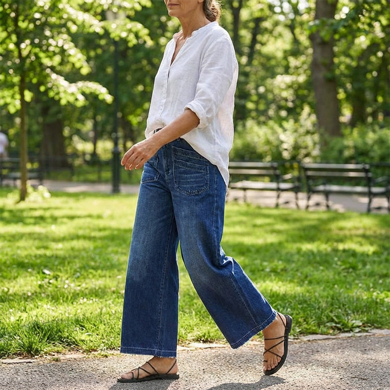 Kiva | Damesjeans met wijde pijpen – zachte, losse pasvorm, hoge taille
