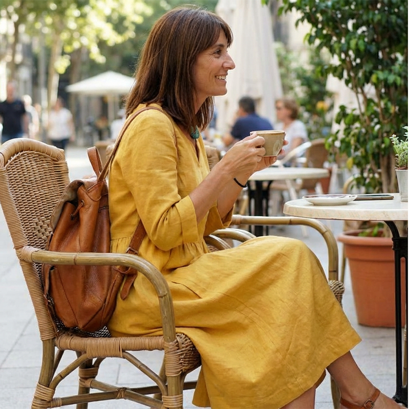 Zyvela | Lichte Linnen Midi Jurk voor Dames – Elegante Casual Zomerjurk