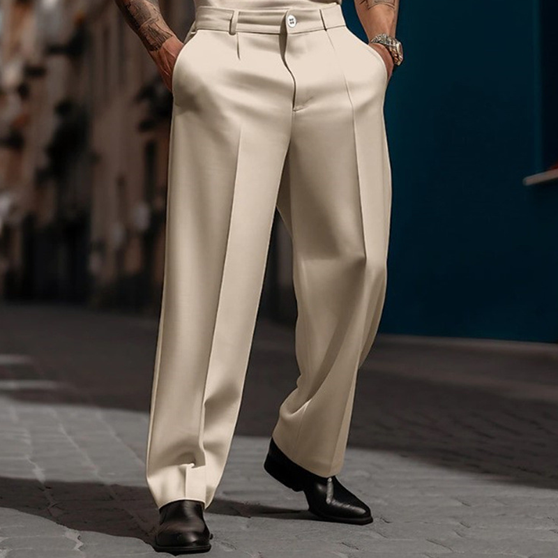 Orionis | Herenbroek met wijde pijpen en plooien – Casual broek met losse pasvorm