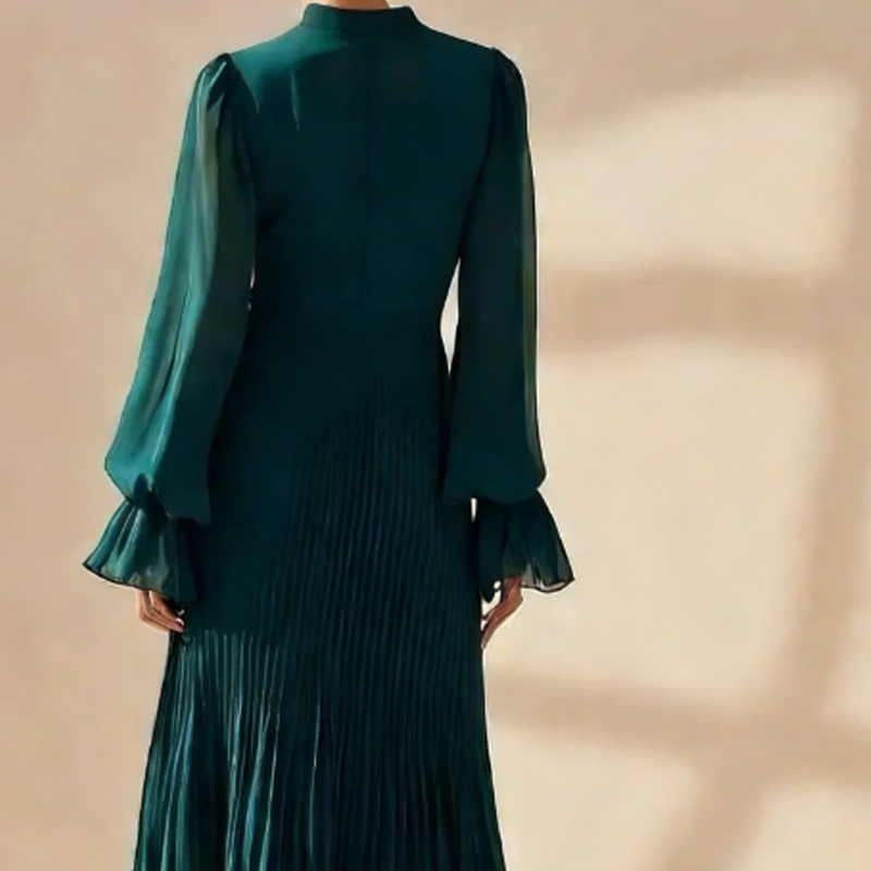 Ielora | Luxe PleatFlow midi-jurk – Elegante, soepel vallende A-lijn jurk voor speciale gelegenheden