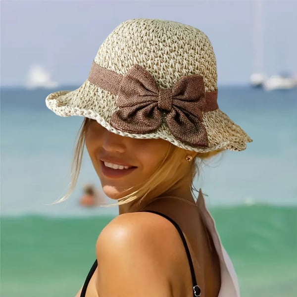 BreezaHat | Dames Gevlochten Strohoed – Zomer Strandhoed met Brede Rand, Ademend