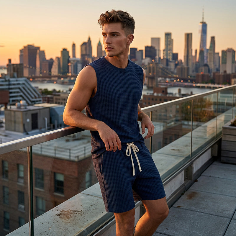 Xevzor | Tweedelige sportset voor heren: tanktop en korte broek – sportoutfit voor de sportschool