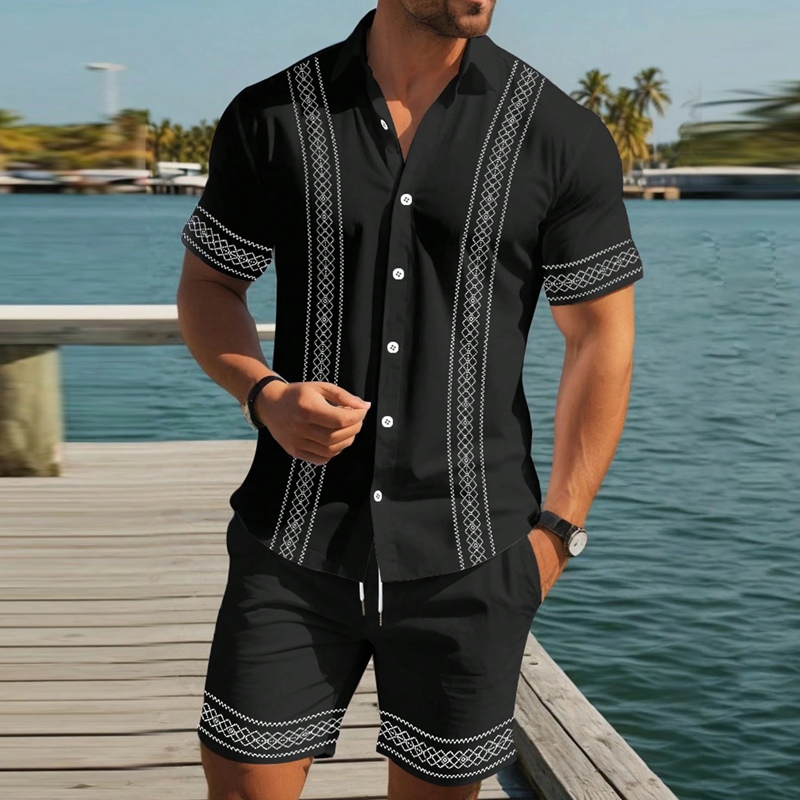 Nixor | Heren Zomer 2-Delige Set – Korte Mouwen Overhemd & Shorts, Casual Vakantie Outfit
