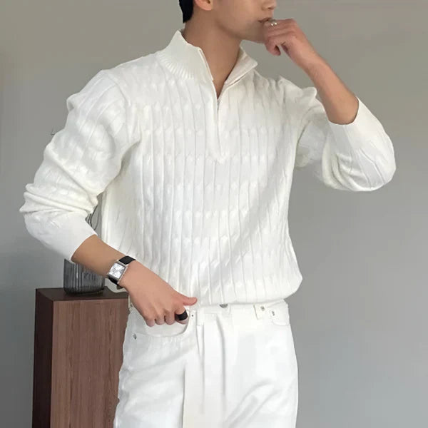 Riven | Heren half-zip gebreide trui – slim fit pullover, warm voor casual en zakelijke stijl