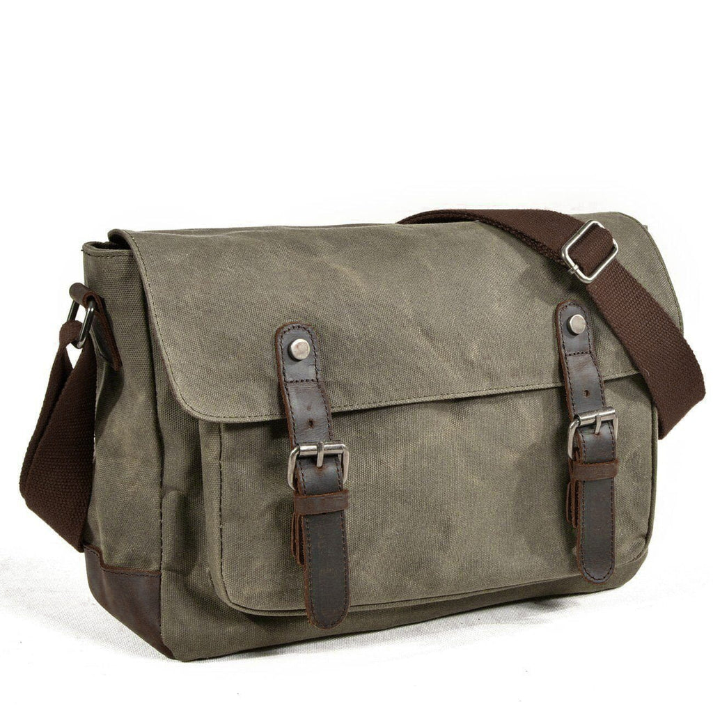 UrbanGear | Vintage Canvas Leren Heren Schoudertas - Grote Capaciteit