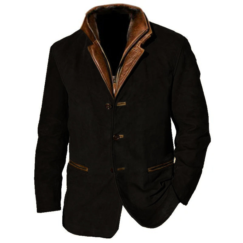 Zalthor | Herren-Wildlederjacke – Knopfverschluss, lässige Oberbekleidung, Western-Look