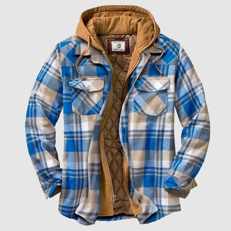 Ronel | Veste d'automne à carreaux pour homme avec capuche – Légère, confortable et décontractée