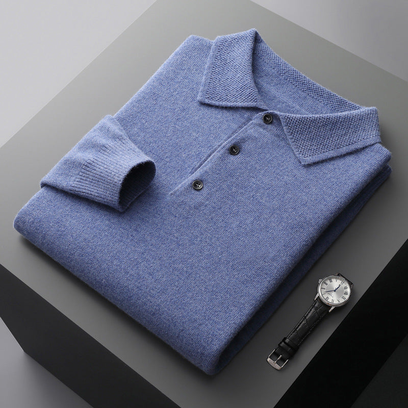 Malrik | Kasjmier polo voor heren – Premium zacht gebreid shirt, lange mouwen, klassieke luxe stijl