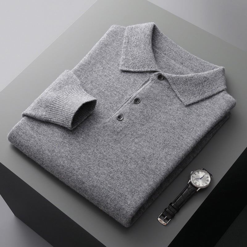Malrik | Kasjmier polo voor heren – Premium zacht gebreid shirt, lange mouwen, klassieke luxe stijl