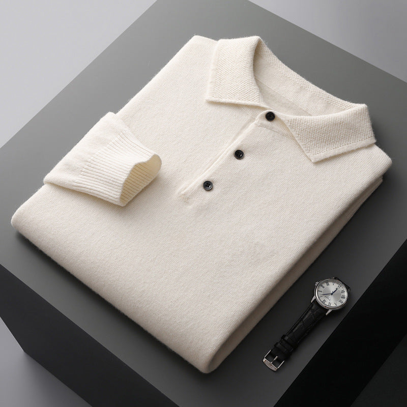 Malrik | Kasjmier polo voor heren – Premium zacht gebreid shirt, lange mouwen, klassieke luxe stijl