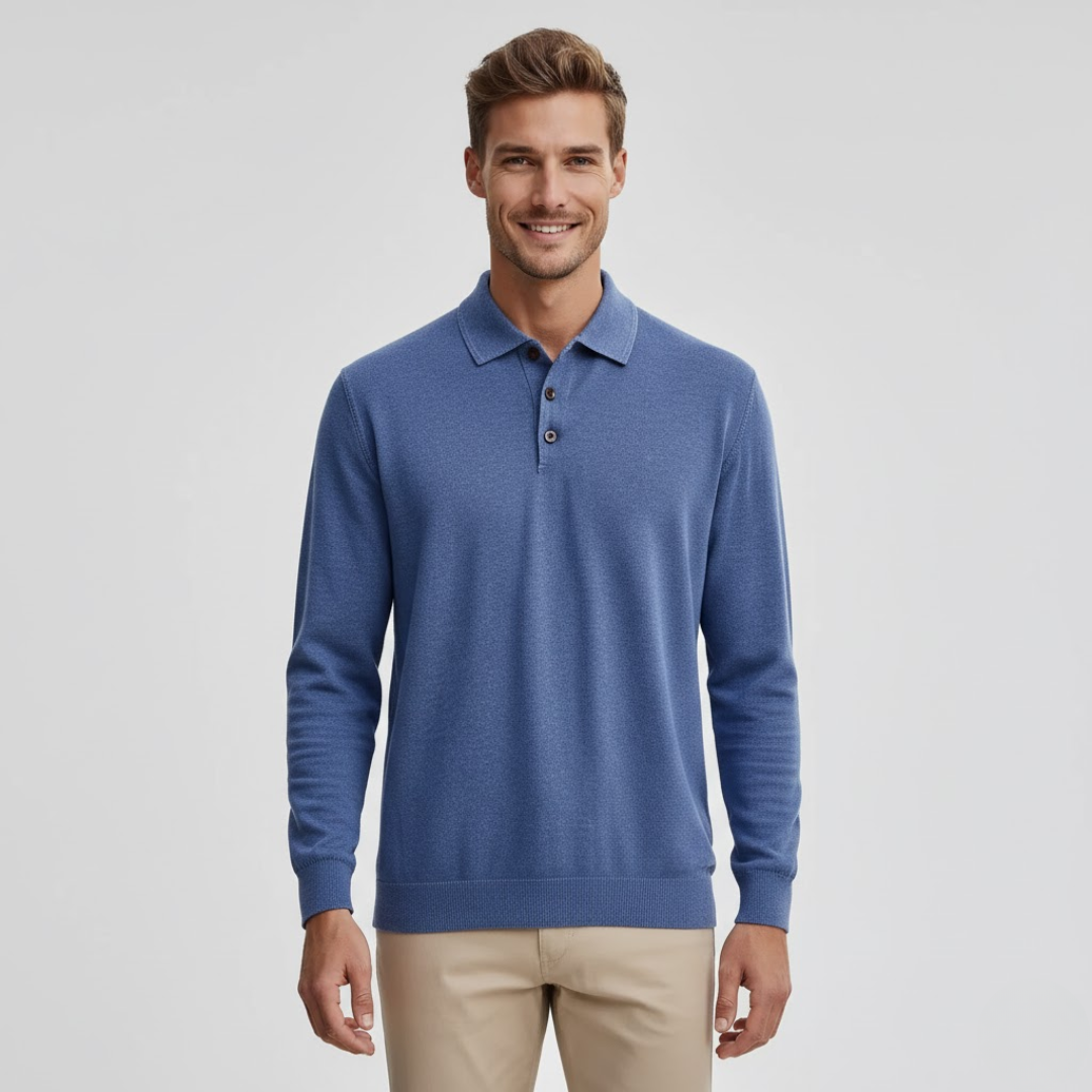 Malrik | Kasjmier polo voor heren – Premium zacht gebreid shirt, lange mouwen, klassieke luxe stijl