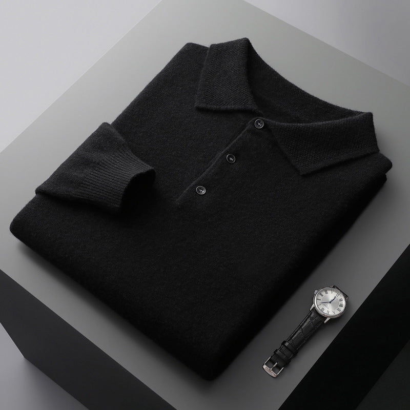 Malrik | Kasjmier polo voor heren – Premium zacht gebreid shirt, lange mouwen, klassieke luxe stijl