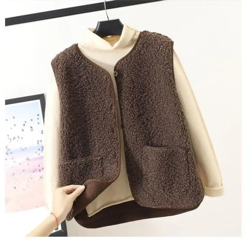 Tahlira | Ärmellose Strickjacke aus Wolle für Damen, Lagenlook, elegante Wintermode, weicher, warmer Strick
