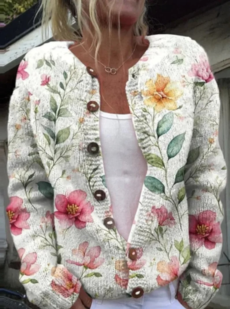 Jorielle | Damen-Wollmantel mit Blumenmuster – Bequemer, stilvoller und warmer Wintermantel