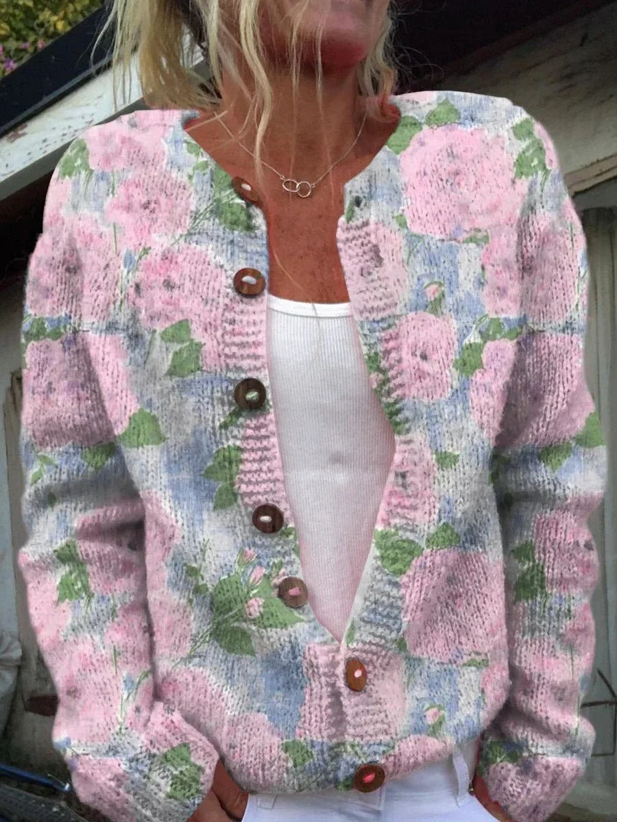 Jorielle | Damen-Wollmantel mit Blumenmuster – Bequemer, stilvoller und warmer Wintermantel
