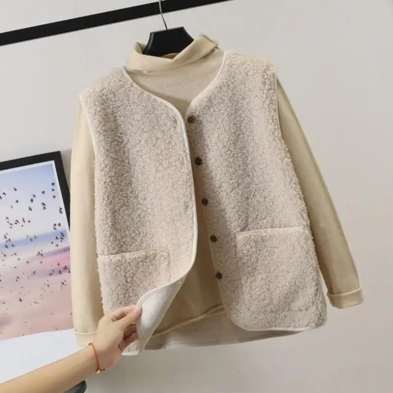 Tahlira | Ärmellose Strickjacke aus Wolle für Damen, Lagenlook, elegante Wintermode, weicher, warmer Strick