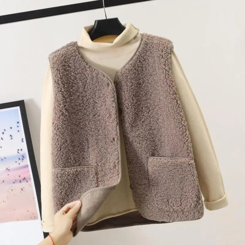 Tahlira | Ärmellose Strickjacke aus Wolle für Damen, Lagenlook, elegante Wintermode, weicher, warmer Strick