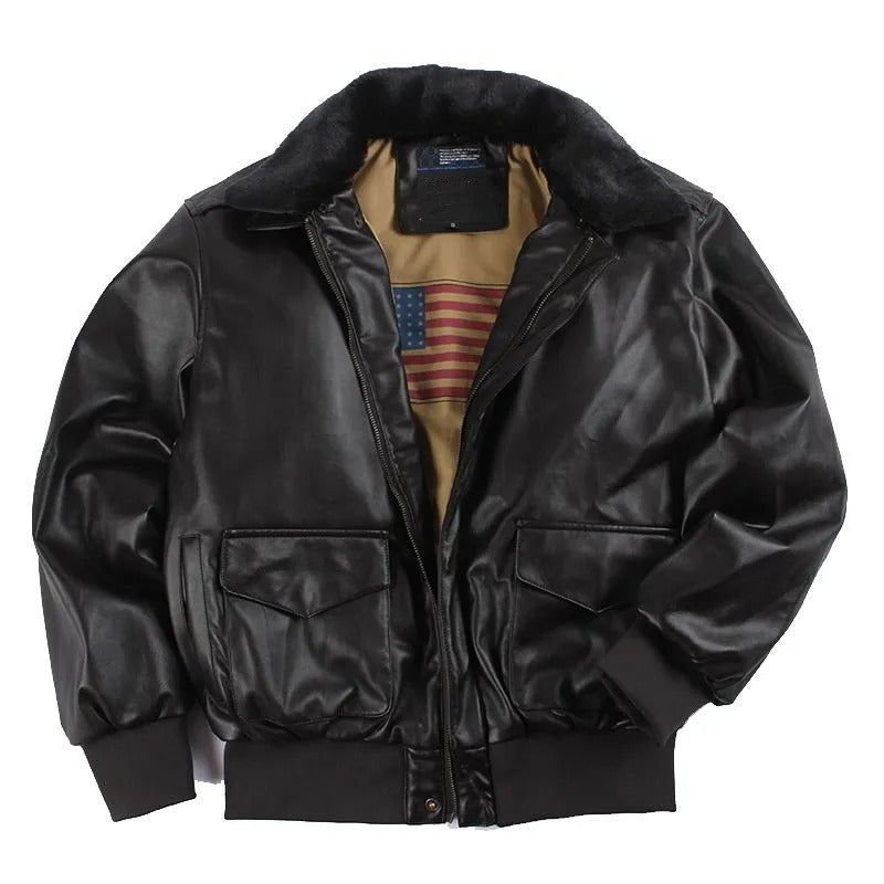 Rynvell | Blouson de moto en cuir vintage pour homme – Blouson de moto classique, manteau d'hiver, style rétro