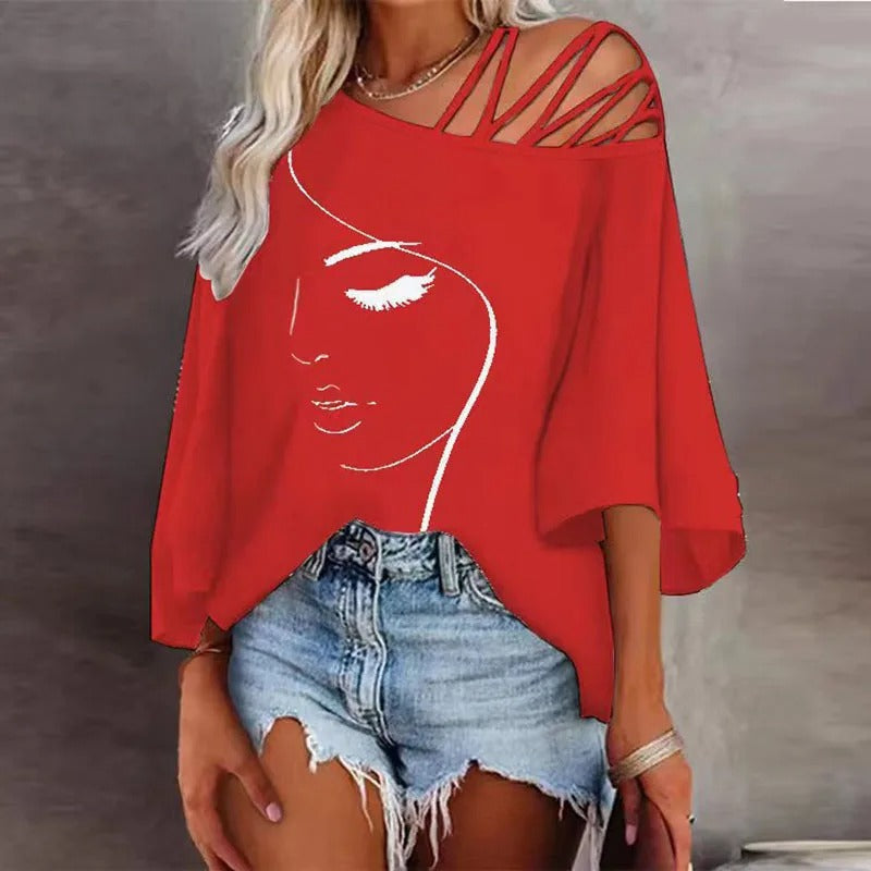 Ophira | Bedrukt dames-T-shirt – modern grafisch ontwerp, casual losse pasvorm